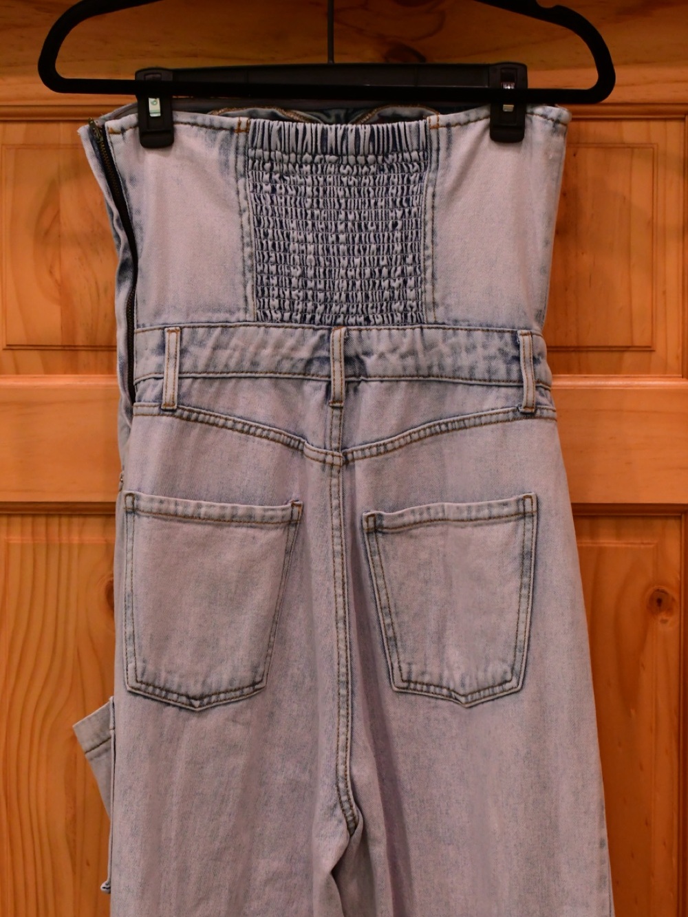 wild fable Light Wash Strapless Denim Jumpsuit Strapless Overalls - Picture 7 of 8